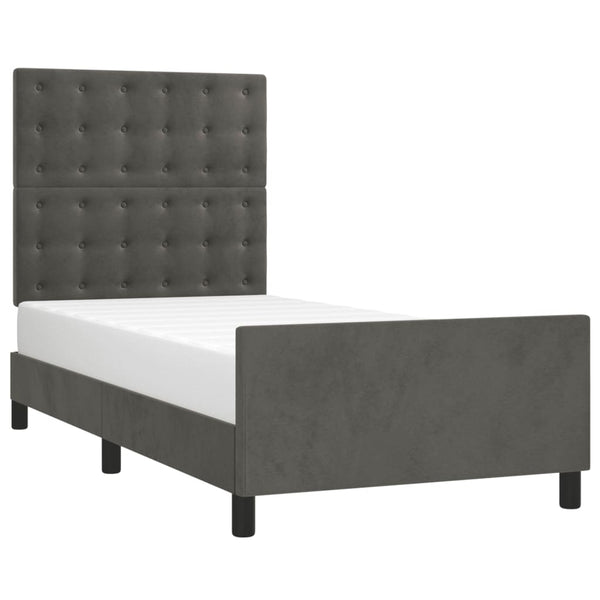 vidaXL Bed Frame without Mattress Dark Gray 90x190 cm Velvet