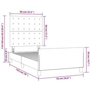 vidaXL Bed Frame with Headboard Black 90x190 cm Velvet