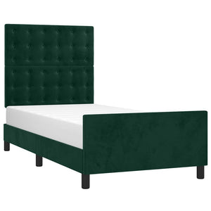 vidaXL Bed Frame without Mattress Dark Green 90x190 cm Velvet