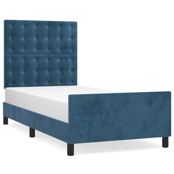 vidaXL Bed Frame without Mattress Dark Blue 90x190 cm Velvet