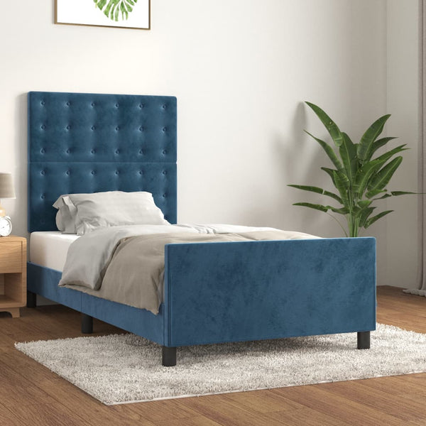 vidaXL Bed Frame without Mattress Dark Blue 90x190 cm Velvet