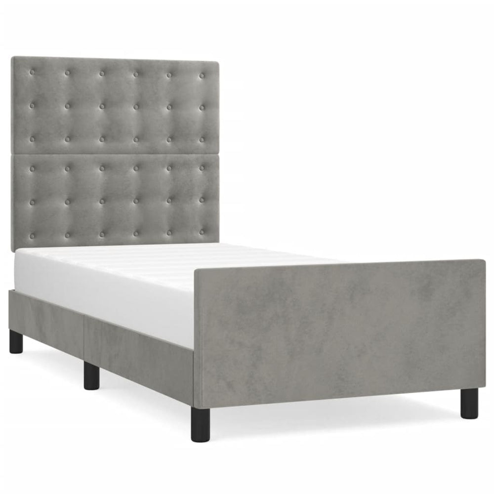 vidaXL Bed Frame without Mattress Light Gray 90x200 cm Velvet