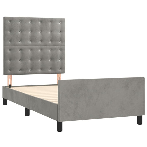 vidaXL Bed Frame without Mattress Light Gray 90x200 cm Velvet