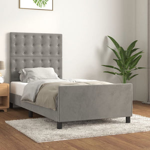 vidaXL Bed Frame without Mattress Light Gray 90x200 cm Velvet