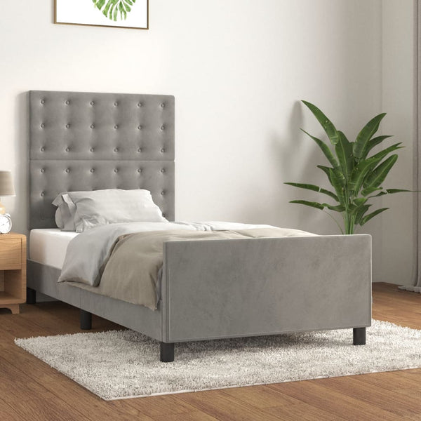 vidaXL Bed Frame without Mattress Light Gray 90x200 cm Velvet