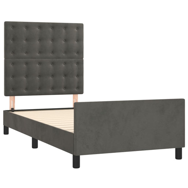 vidaXL Bed Frame without Mattress Dark Grey 90x200 cm Velvet