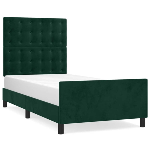 vidaXL Bed Frame without Mattress Dark Green 90x200 cm Velvet