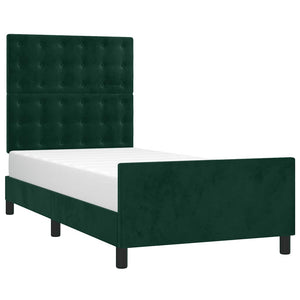 vidaXL Bed Frame without Mattress Dark Green 90x200 cm Velvet
