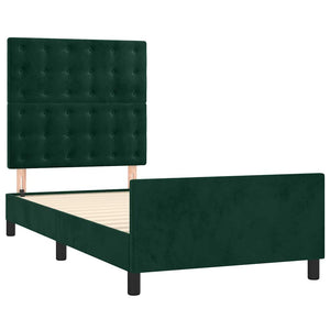 vidaXL Bed Frame without Mattress Dark Green 90x200 cm Velvet