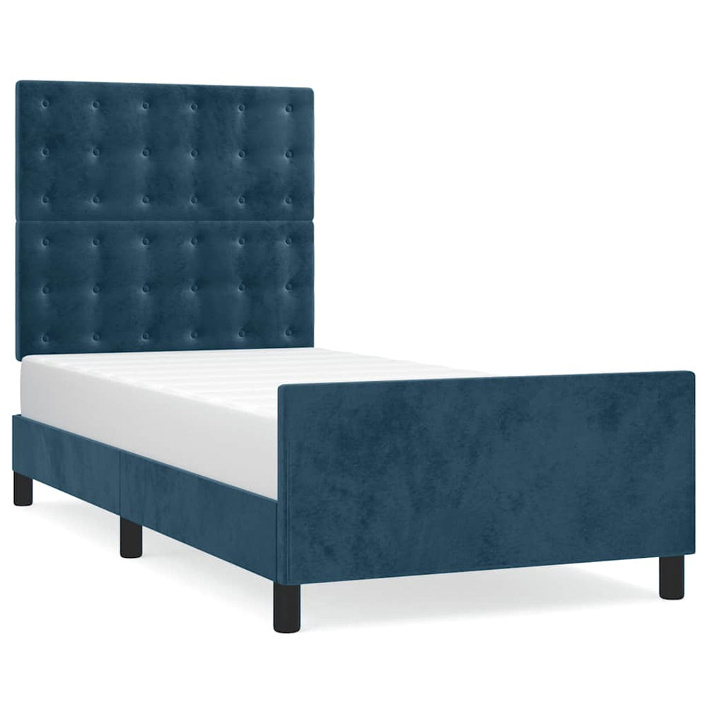 vidaXL Bed Frame without Mattress Dark Blue 90x200 cm Velvet