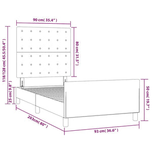 vidaXL Bed Frame without Mattress Dark Blue 90x200 cm Velvet