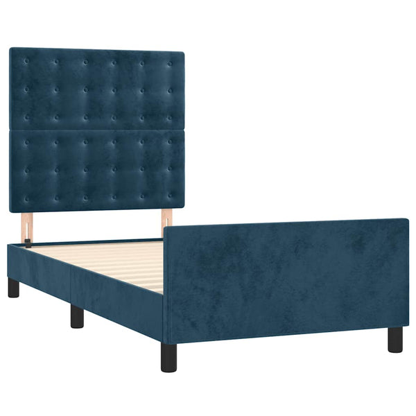 vidaXL Bed Frame without Mattress Dark Blue 90x200 cm Velvet
