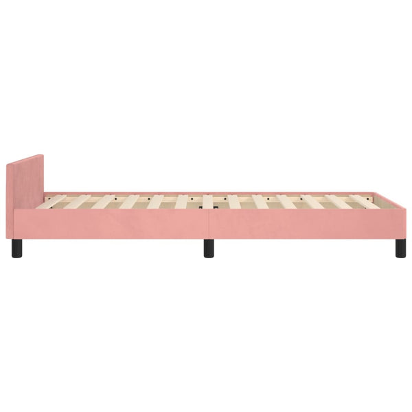 vidaXL Bed Frame with Headboard Pink 90x200 cm Velvet