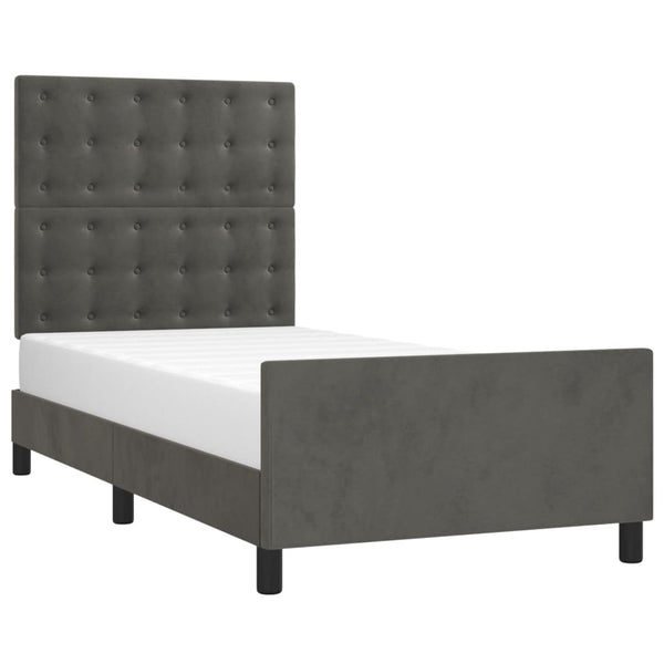 vidaXL Bed Frame without Mattress Dark Grey 100x200 cm Velvet