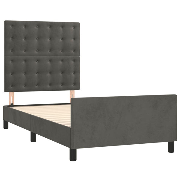 vidaXL Bed Frame without Mattress Dark Grey 100x200 cm Velvet