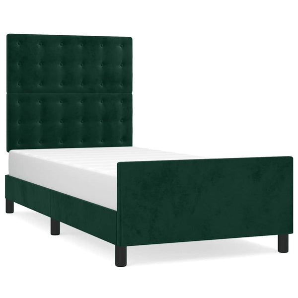 vidaXL Bed Frame without Mattress Dark Green 100x200 cm Velvet