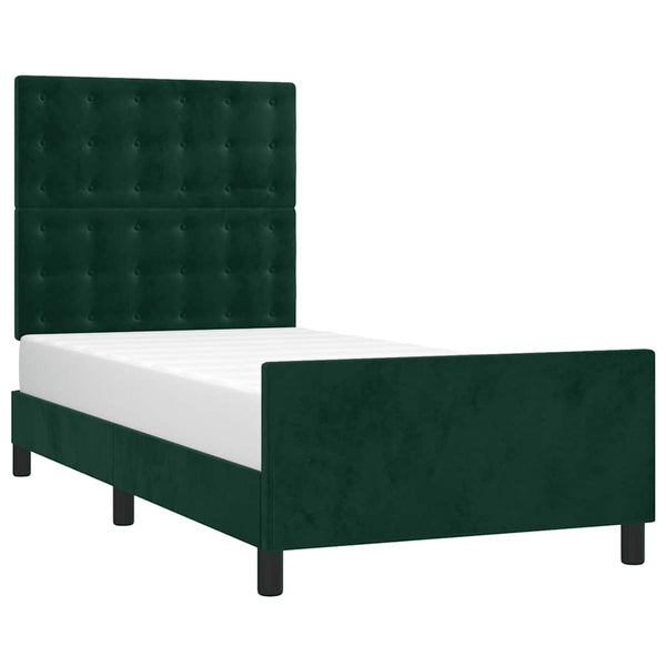 vidaXL Bed Frame without Mattress Dark Green 100x200 cm Velvet