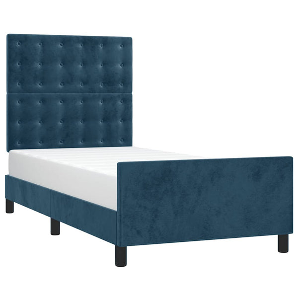 vidaXL Bed Frame without Mattress Dark Blue 100x200 cm Velvet