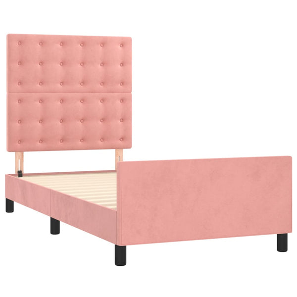 vidaXL Bed Frame with Headboard Pink 100x200 cm Velvet