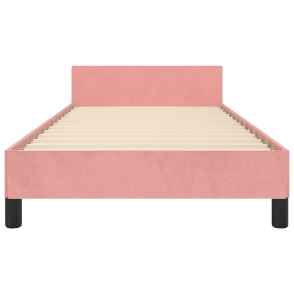vidaXL Bed Frame with Headboard Pink 100x200 cm Velvet