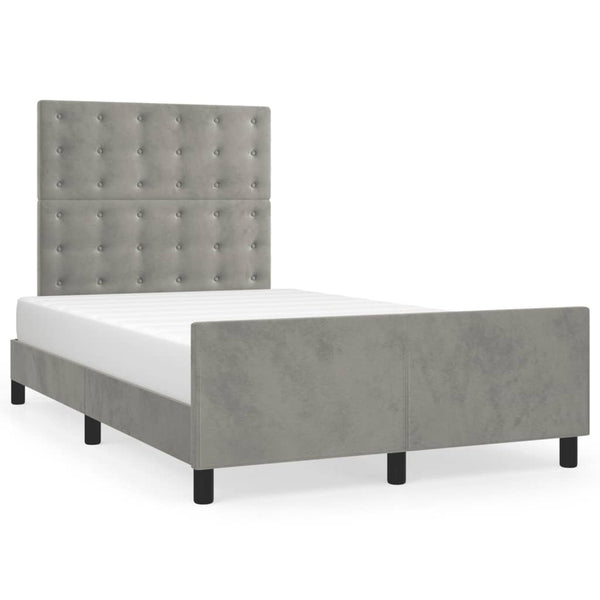 vidaXL Bed Frame without Mattress Light Grey 120x200 cm Velvet