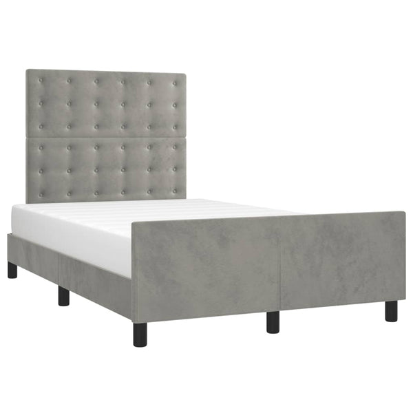 vidaXL Bed Frame without Mattress Light Grey 120x200 cm Velvet