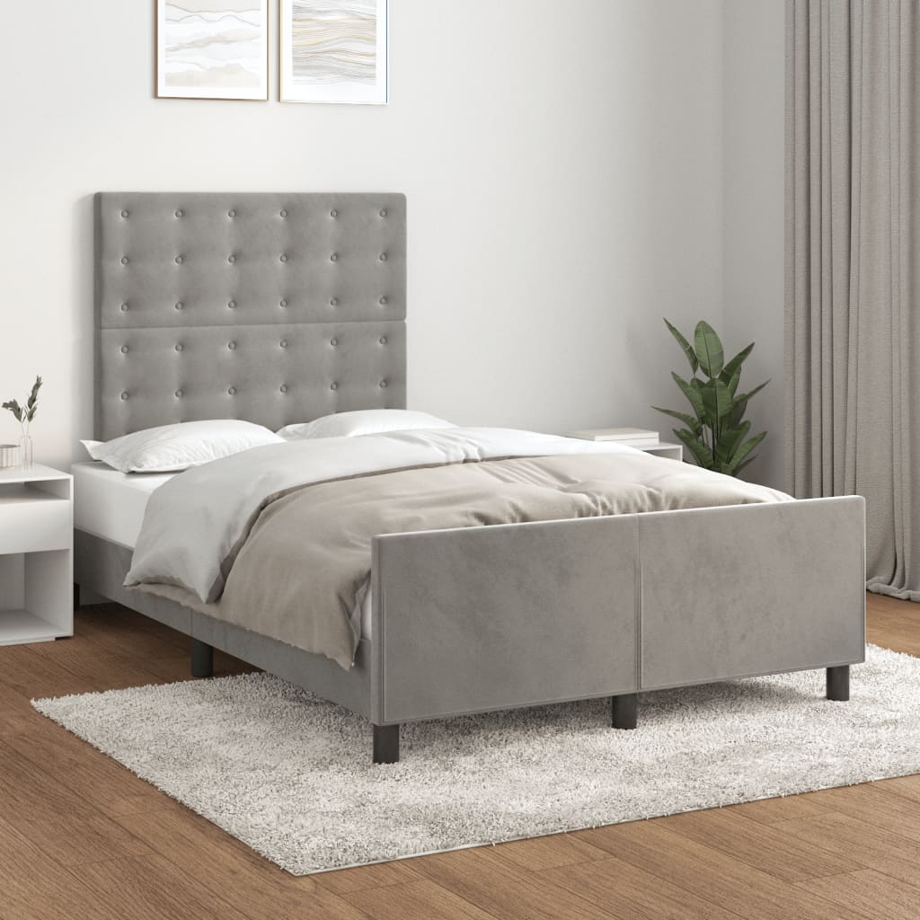 vidaXL Bed Frame without Mattress Light Grey 120x200 cm Velvet