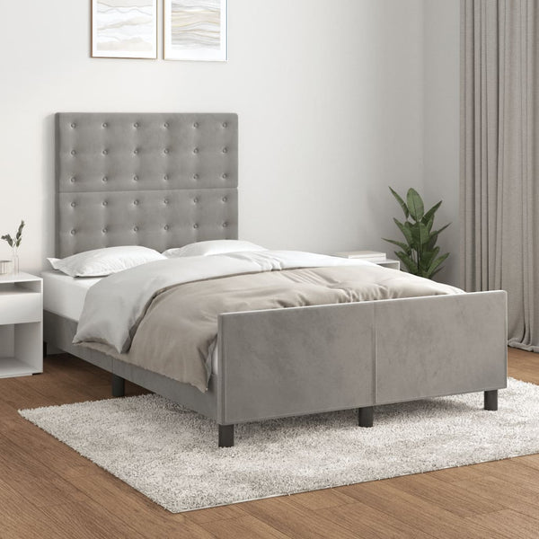 vidaXL Bed Frame without Mattress Light Grey 120x200 cm Velvet