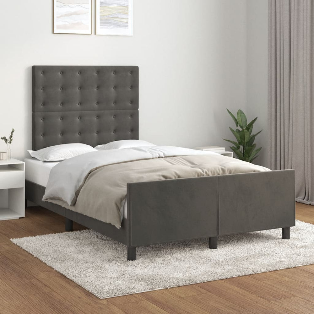 vidaXL Bed Frame without Mattress Dark Grey 120x200 cm Velvet