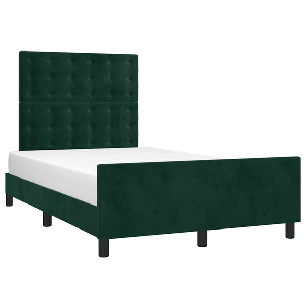 vidaXL Bed Frame without Mattress Dark Green 120x200 cm Velvet
