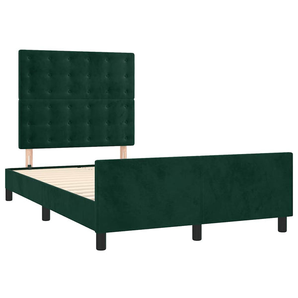 vidaXL Bed Frame without Mattress Dark Green 120x200 cm Velvet