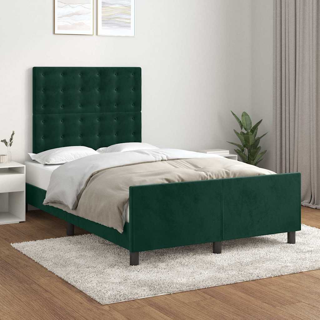vidaXL Bed Frame without Mattress Dark Green 120x200 cm Velvet