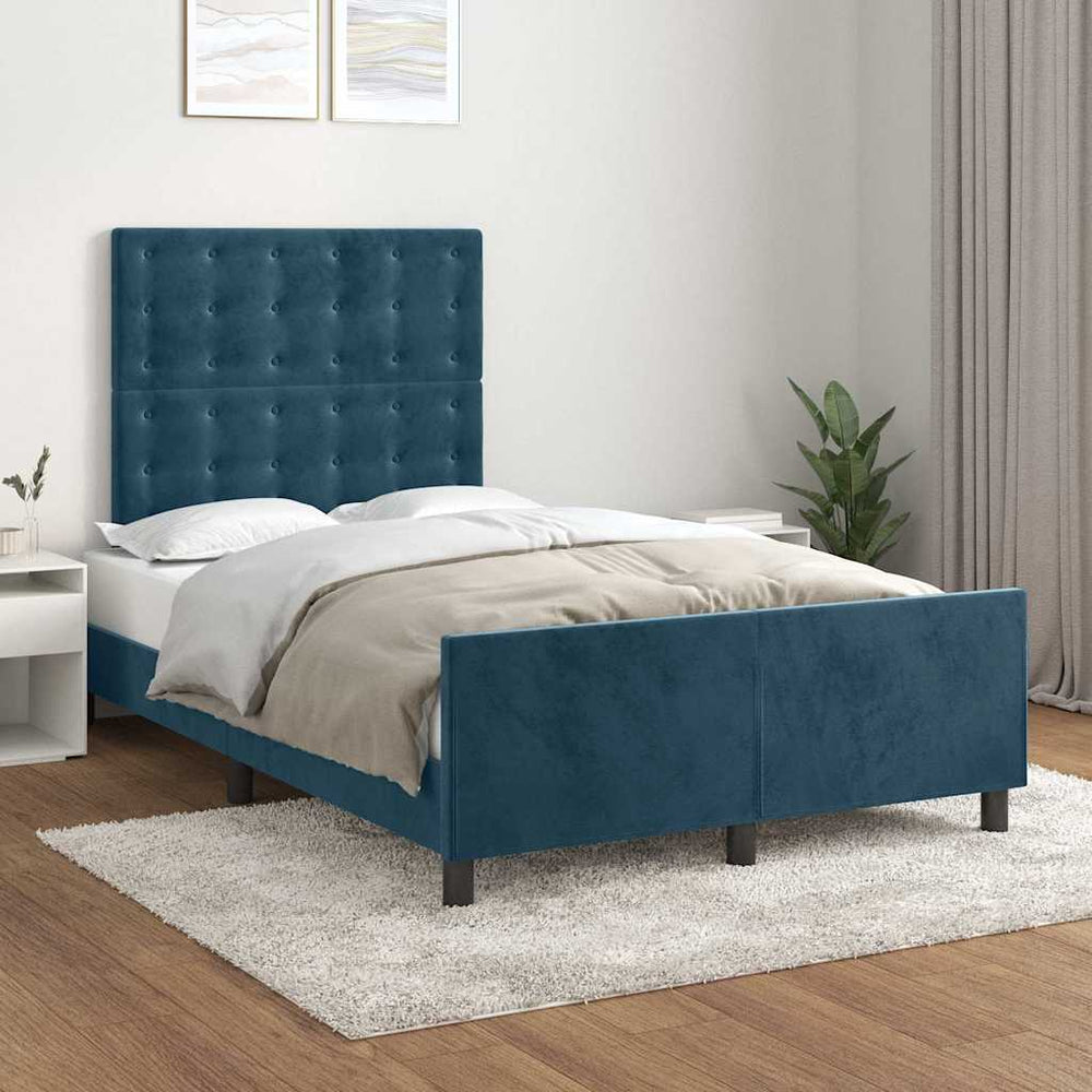 vidaXL Bed Frame without Mattress Dark Blue 120x200 cm Velvet