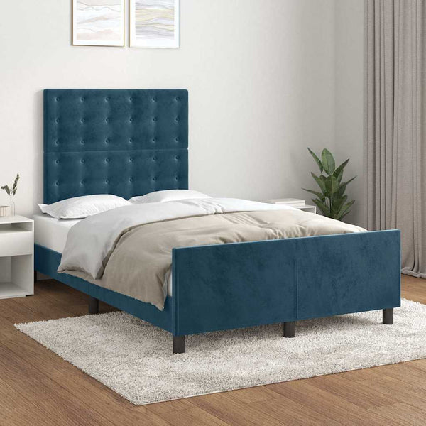 vidaXL Bed Frame without Mattress Dark Blue 120x200 cm Velvet