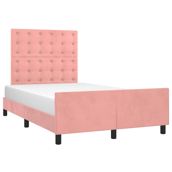 vidaXL Bed Frame with Headboard Pink 120x200 cm Velvet
