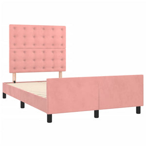 vidaXL Bed Frame with Headboard Pink 120x200 cm Velvet