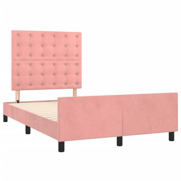 vidaXL Bed Frame with Headboard Pink 120x200 cm Velvet