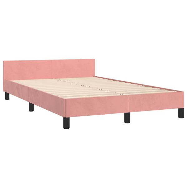 vidaXL Bed Frame with Headboard Pink 120x200 cm Velvet