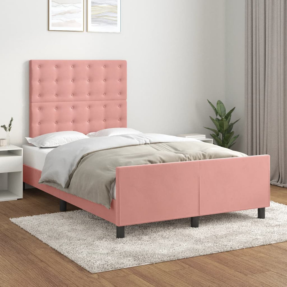 vidaXL Bed Frame with Headboard Pink 120x200 cm Velvet