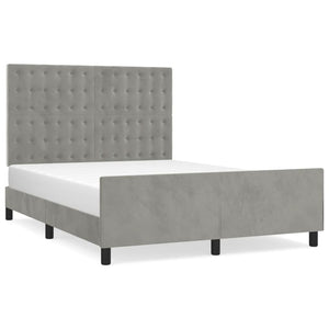 vidaXL Bed Frame without Mattress Light Grey 140x190 cm Velvet