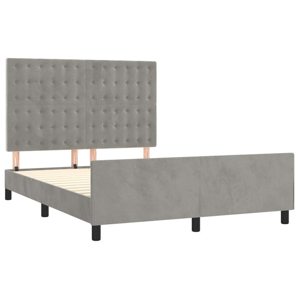 vidaXL Bed Frame without Mattress Light Grey 140x190 cm Velvet