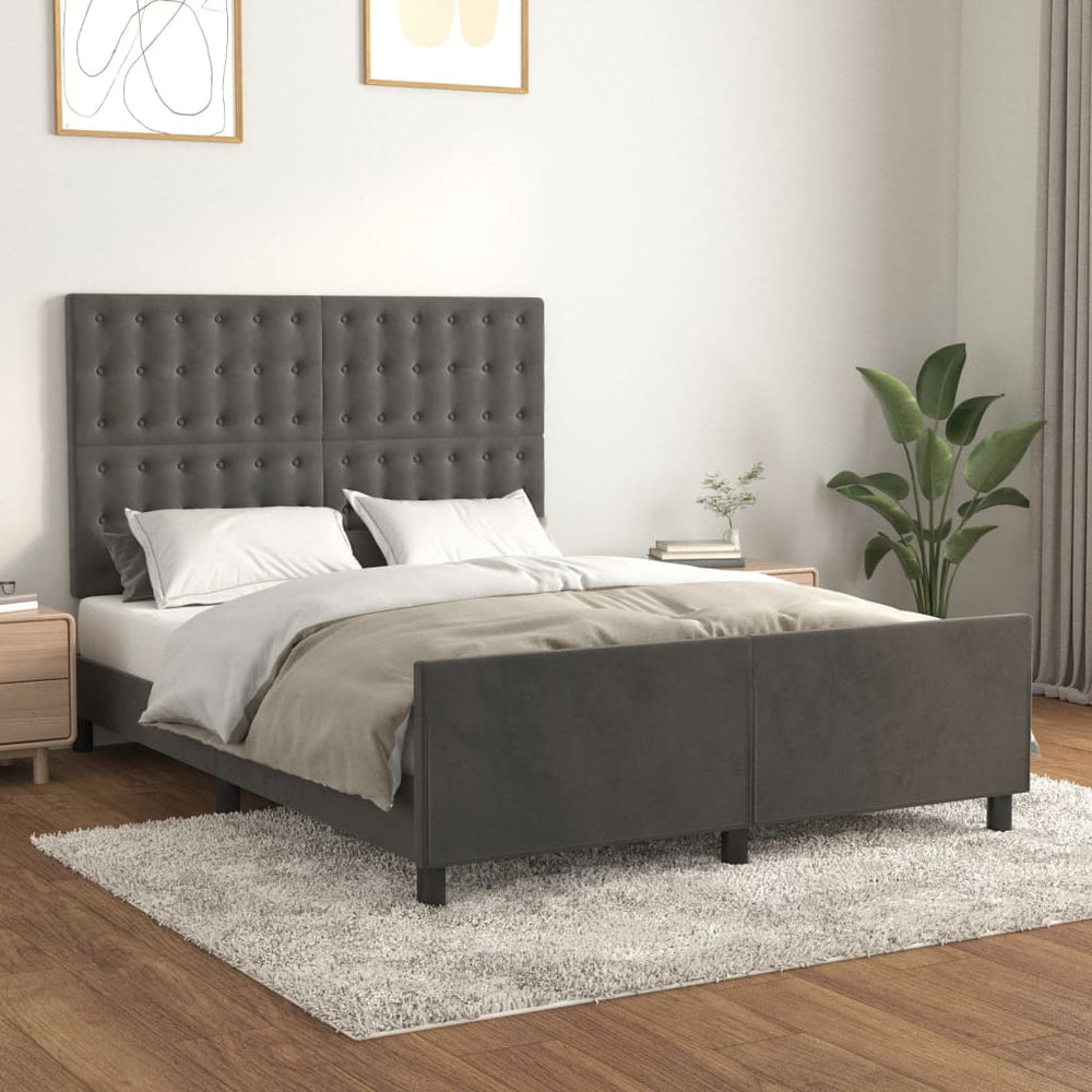 vidaXL Bed Frame without Mattress Dark Grey 140x190 cm Velvet