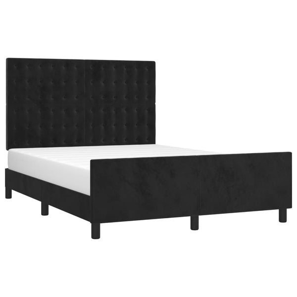 vidaXL Bed Frame without Mattress Black 140x190 cm Velvet