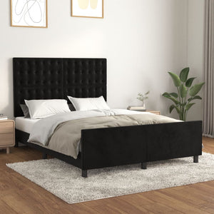 vidaXL Bed Frame without Mattress Black 140x190 cm Velvet
