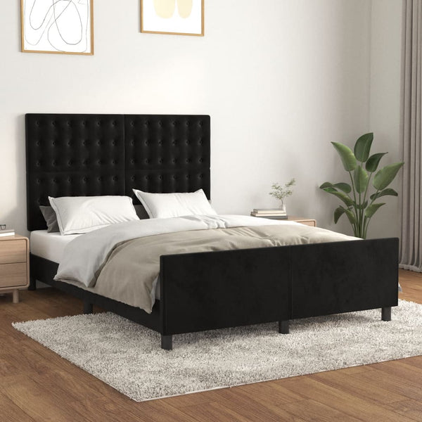 vidaXL Bed Frame without Mattress Black 140x190 cm Velvet