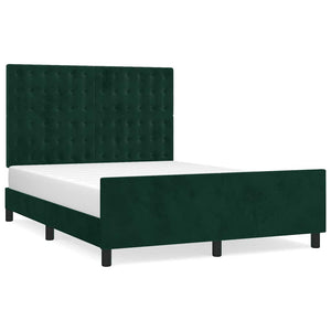 vidaXL Bed Frame without Mattress Dark Green 140x190 cm Velvet