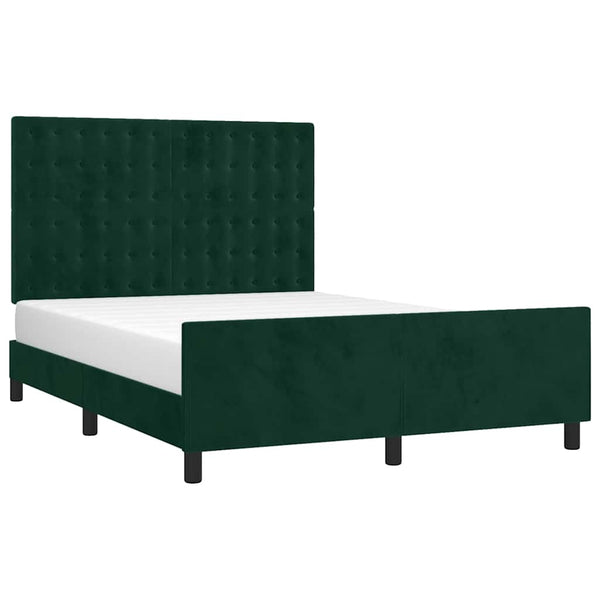 vidaXL Bed Frame without Mattress Dark Green 140x190 cm Velvet
