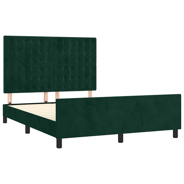 vidaXL Bed Frame without Mattress Dark Green 140x190 cm Velvet