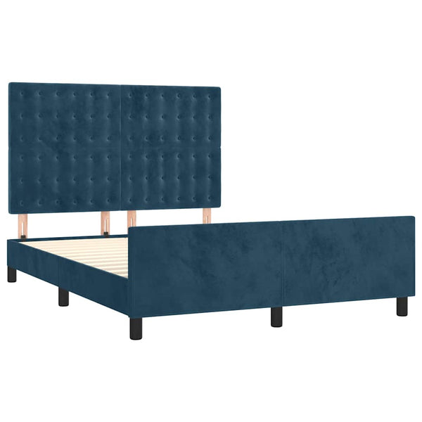 vidaXL Bed Frame without Mattress Dark Blue 140x190 cm Velvet