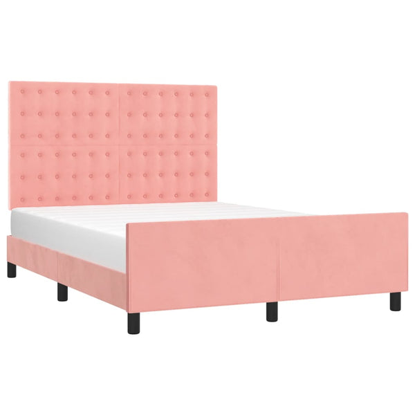 vidaXL Bed Frame with Headboard Pink 140x190 cm Velvet